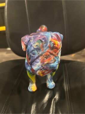 Multicolor Swirl Ceramic Pug Figurine standing  10 inches NWT